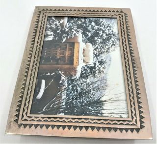 Large vintage southwest design Sterling Silver Photo Picture Frame by Taosmiths 2