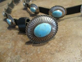 37 " Splendid Vintage Navajo Sterling Silver Nineteen Turquoise Concho Belt