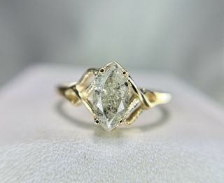Vintage 14k Yellow Gold Natural Marquise Cut Rustic Diamond Solitaire Ring