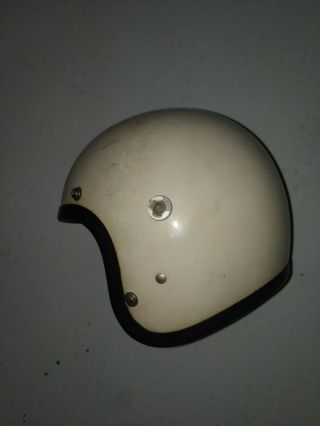 Vintage BELL Toptex Open Face Motorcycle Helmet White 1962 7 1/8 W/Goggles 2