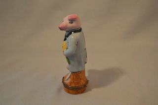Vintage Limoges French Figural Trinket Box - Standing Pig in Suit and Top Hat 3