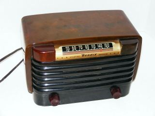 Vintage 1940s Bendix 526c Brown Marbled Bakelite/catalin Art Deco Electric Radio