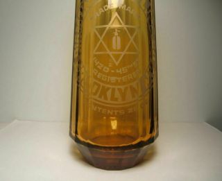Vintage AMBER Faceted Seltzer Bottle Acid Etched DIAMOND BOTTLING Brooklyn 2