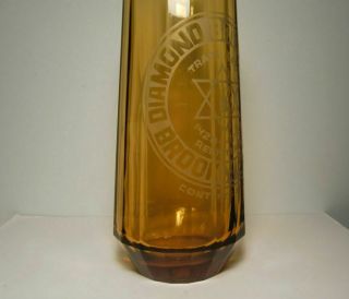 Vintage AMBER Faceted Seltzer Bottle Acid Etched DIAMOND BOTTLING Brooklyn 3