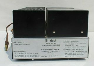 Vtg McIntosh MC - 50 MC50 Mono Block Amplifier / Amp in Cond (2 of 100) 3
