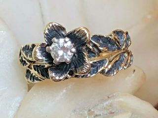 Vintage 14k Gold Natural Diamond Ring Band & Set Wedding Bridal Signed Mpc