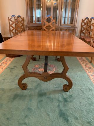 Thomasville Dining Table,  3 Leaves,  Covers,  6 Chairs - 1964 Vintage Copyright