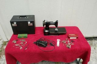 Singer Featherweight Sewing Machine 221 - 1 Portable Accessories Vintage