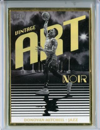 2017 - 18 Panini Noir Donovan Mitchell Rookie Vintage Art Gold Framed Card /25 Rc
