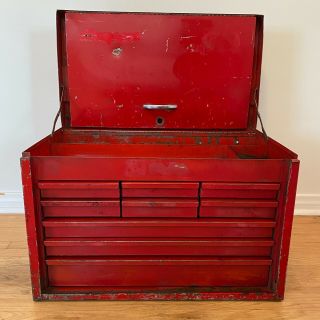 Vintage Snap On 9 - Drawer Tool Chest Box Cabinet Kra - 59 Red (southern California)
