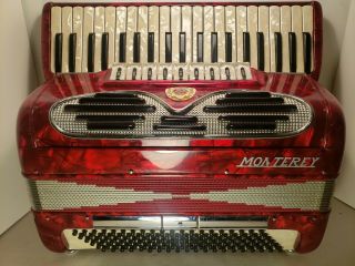 Vintage Italo American Piano Accordion Monterey Red White Italy 1963