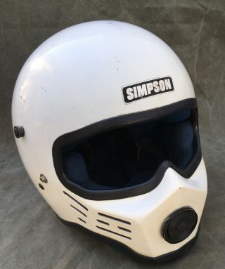 Vintage 1975 Simpson Helmet Motorcycle Auto Drag Race Worn