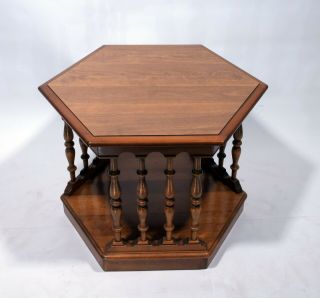 Vintage Ethan Allen Heirloom Nutmeg Maple Six (6) Sided Table