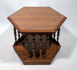 Vintage Ethan Allen Heirloom Nutmeg Maple Six (6) Sided Table 3
