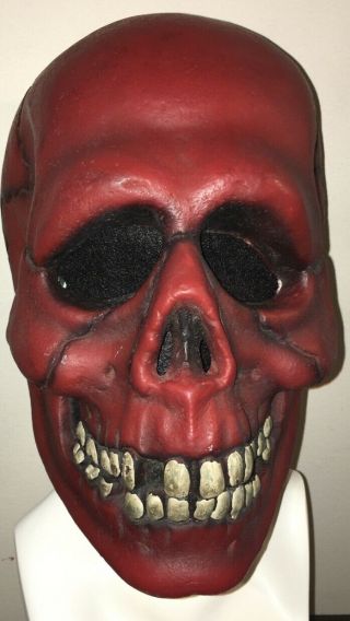 Vintage Don Post Vermillion Vinyl Skull Mask Rare Red Halloween