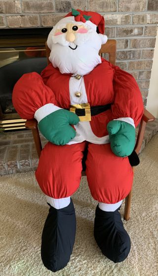 Vintage Huge 60” Santa Claus Life Size Plush Stuffed Christmas Toy Doll 5’ Tall