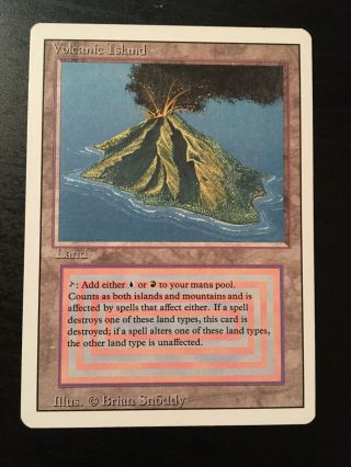 1x Mtg Volcanic Island Revised Red Blue Vintage Rare Dual