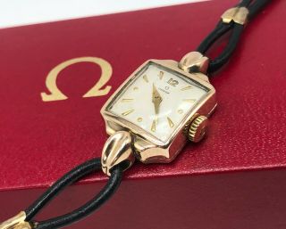 Vintage 9k 9ct Solid Rose Gold Ladies Omega Cocktail Watch,  Buckle