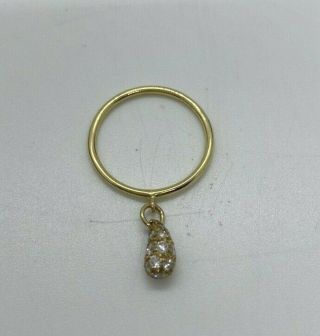 Vintage 18k Yellow Gold Tiffany & Co Diamond Teardrop Charm Ring Peretti