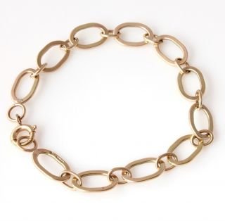 Vintage Solid 9 Carat Gold Oval Link Chain Bracelet.  Gift Boxed.