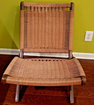 1960s Hans Wegner Style Folding Rope Lounge Chair Great Vintage
