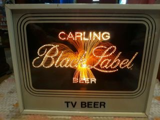 Vintage 1973 Carling Black Label Fiber Optic Tv Beer Sign Motion Light -