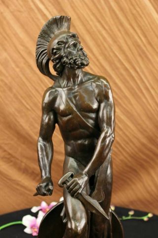 Vintage Neoclassical Greco/roman Bronze Gladiator Nude Male By Pierre Figurine