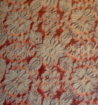 Vintage Mariano Fortuny Fabric Covered Screen,  Hand Block Printed In Italy