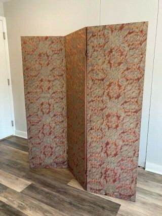VINTAGE MARIANO FORTUNY FABRIC COVERED SCREEN,  HAND BLOCK PRINTED IN ITALY 2