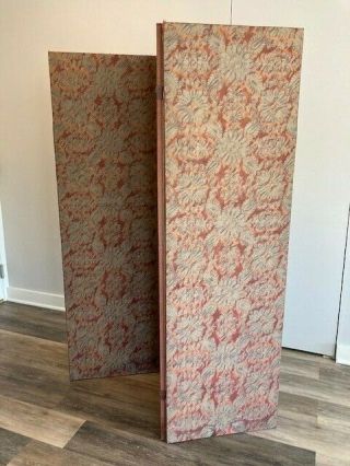 VINTAGE MARIANO FORTUNY FABRIC COVERED SCREEN,  HAND BLOCK PRINTED IN ITALY 3