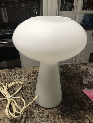 Vtg Mid Century Modern Lisa Johansson Pape Iittala White Glass Mushroom Lamp 12 "