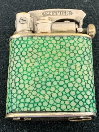 Vintage Premier Pocket Lighter Unusual Mechanism - Shagreen Wrap - British Wrap