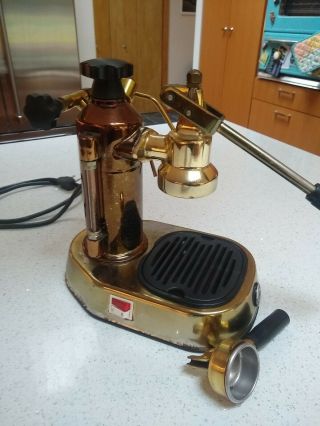 La Pavoni Europiccola Espresso Machine Copper Brass Vintage 70s 80s