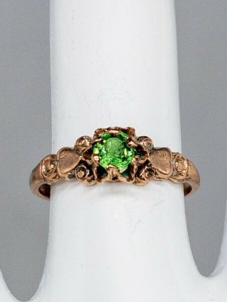 Antique Victorian 1870s.  50ct Natural Tsavorite Garnet 14k Yellow Gold Ring Band