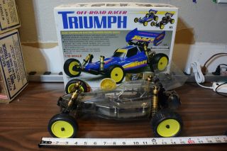 Vintage Rc Car Buggy Kyosho Triumph With Org.  Box Gold Shocks Kit 4301 Never Ran