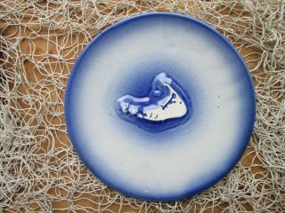 Vintage " Old Spouter " Nantucket Pottery Decorative Plate 9 1/2 " Blue Glaze Rare
