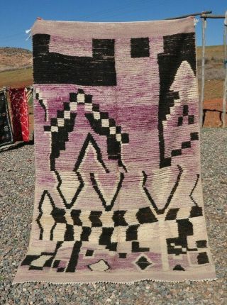 Moroccan Rug Boujad 100 Wool Handmade Vintage Cute Rug Berber (5ft X 7,  5 Ft)