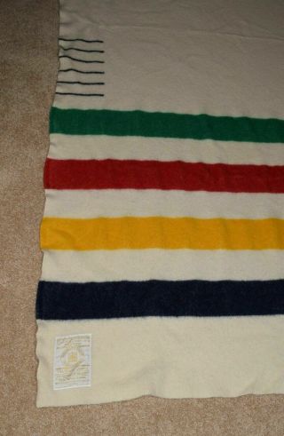 Hudson Bay 6 Point Blanket 100 Wool Vintage 90x96 Inches Made In England