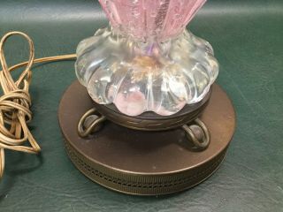 Vintage Mid Century Barovier & Toso Pink Controlled Bubble Murano Art Glass Lamp 3
