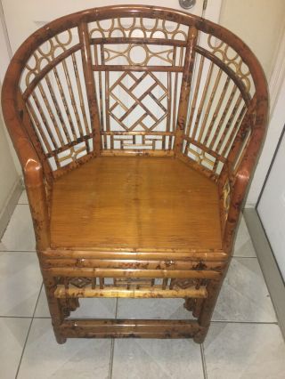 Vintage Rattan Bamboo & Cane Arm Chair - -