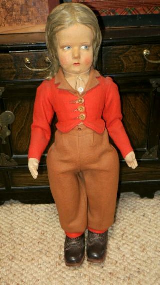 20 " Antique Italian All Felt Lenci Boy Doll 300 Series Tyrolean Hiker
