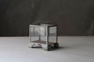 Vintage Small Fish Tank Japanese Mini Aquarium Terrarium Metal Frame/glass/wire