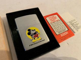 Vintage Zippo Disney mickey mouse lighter w/box paperwork 2