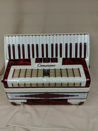 Vintage Camerano 41 Treble Key 120 Bass Piano Accordion W/ Hard Case Look