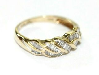 Vintage 10k Yellow Gold,  Baguette 1/4 Carat Diamond Womens Ring/band: Size 7