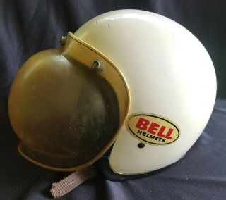 Vintage 1962 Bell Toptex Snell Motorcycle Helmet 500 - Tx Size 7 1/2 Bubble Shield