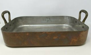 Vtg Williams Sonoma Mauviel Hammered Copper Tin Lined Roasting Pan France Br20