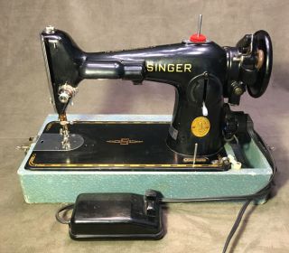 Vintage Singer 201 - 2 Heavy Duty Sewing Machine - Serviced - With Pedal And Case
