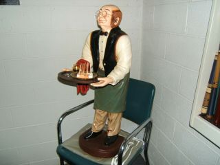 Vntg 38 " Butler Statue W Tray Resturant Kitchen Bar Man Cave Collectible
