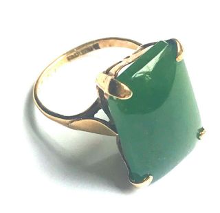 Vintage Large Jade / Jadeite 9ct 375 Hallmarked Gold Ring